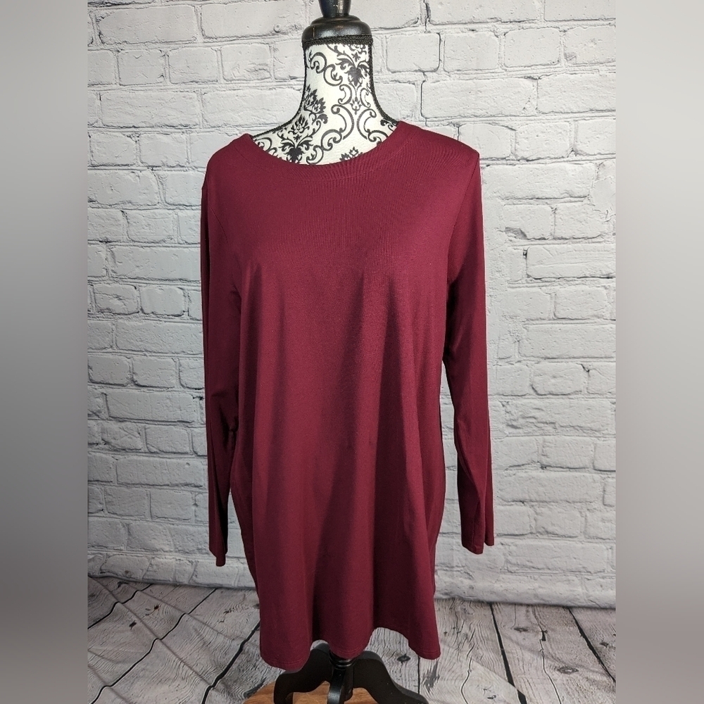 J Jill Womens Long Sleeve Stretch Knit Plus Size 1x Popover Tunic BBIN